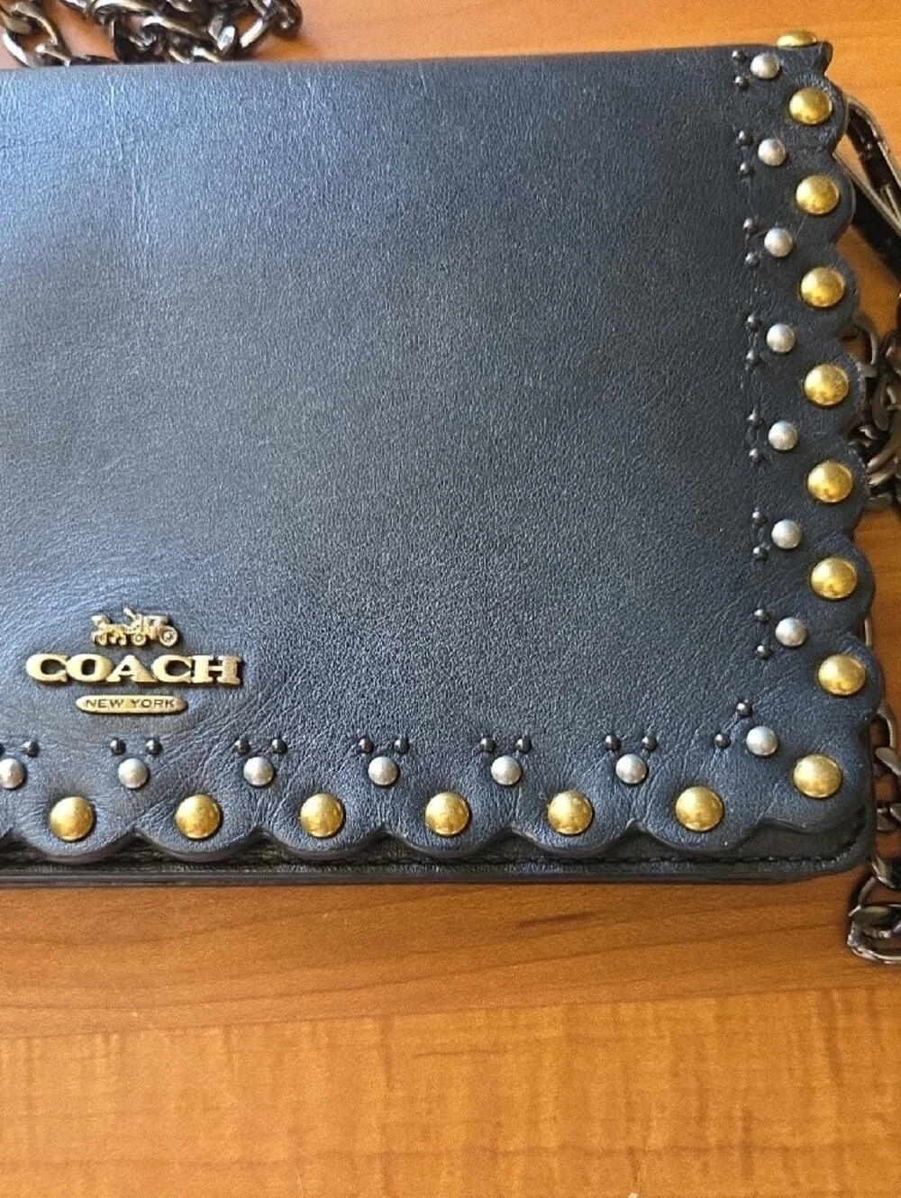 Coach Hayden Foldover Crossbody Clutch with Scallop Rivets Studs - Picture 11 of 13
